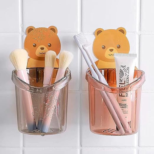 YOULIKE™   Cartoon Bear Toothbrush Holder (Set of 2 Pcs.)