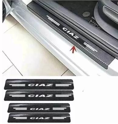 4 Pcs Reflective Carbon Fiber Vinyl Threshold Sticker